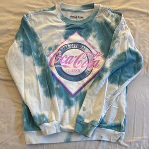 Coca-Cola Blue and White Tie-Dye Sweatshirt